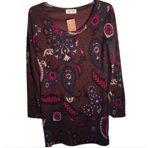 Bo Bel women’s NWT long top/short paisley dress/ tunic size small